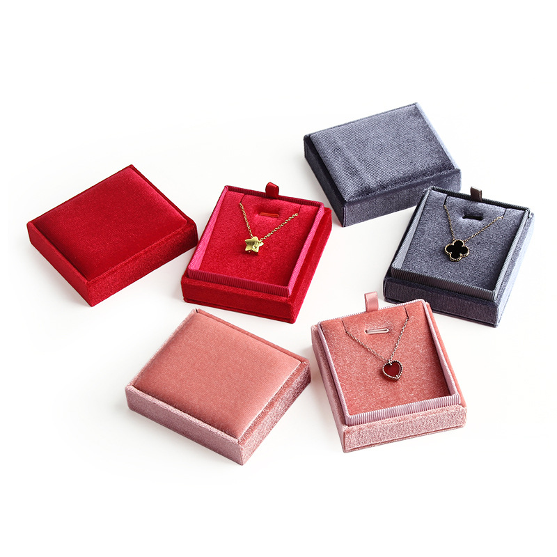 

High-grade flannelette jewelry boxes necklace box package high-quality 1pcs solid color choice jewelry boxes delicate material