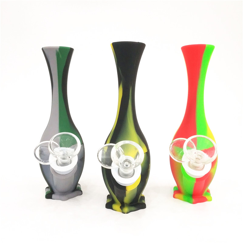 

Bong Bubbler Vase Shape Silicone Water Pipe For Smoking Dry Herb Unbreakable Water Percolator Bong Smoking Pipe Dab Rig Smoking Hookah