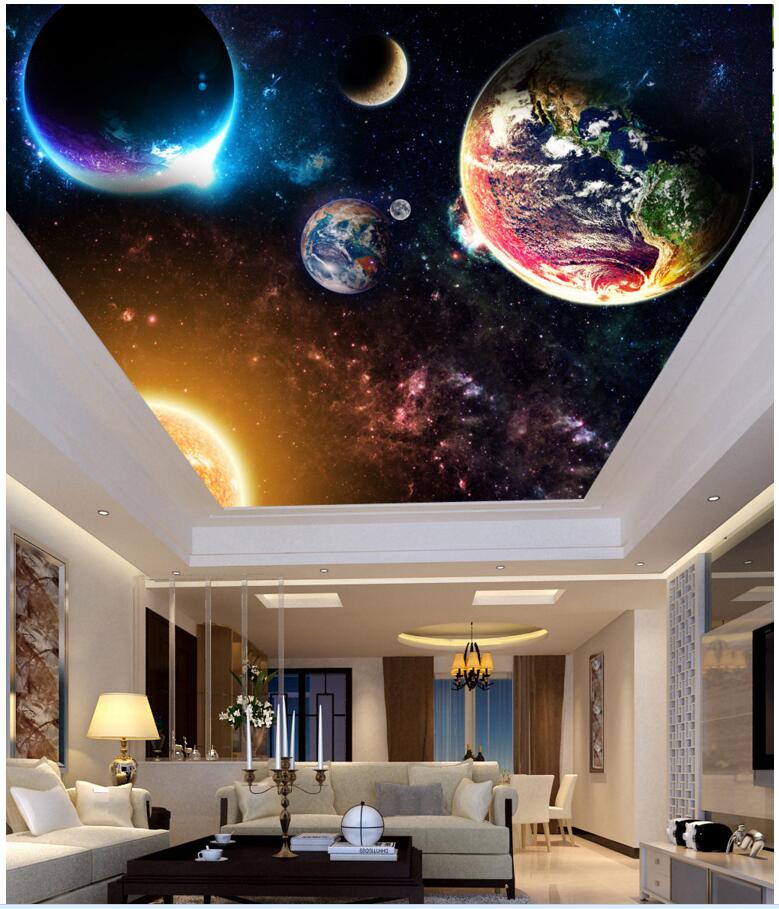 

3d ceiling murals wallpaper custom photo Fantasy universe starry sky planet home decor living room 3d wall murals wallpaper for walls 3 d, Customize