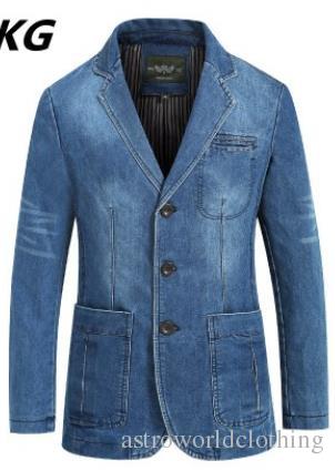 

mens designer jackets Winter Denim Blue Blazers Style Coats Jacket Single Breasted 4xl Coat, Light blue