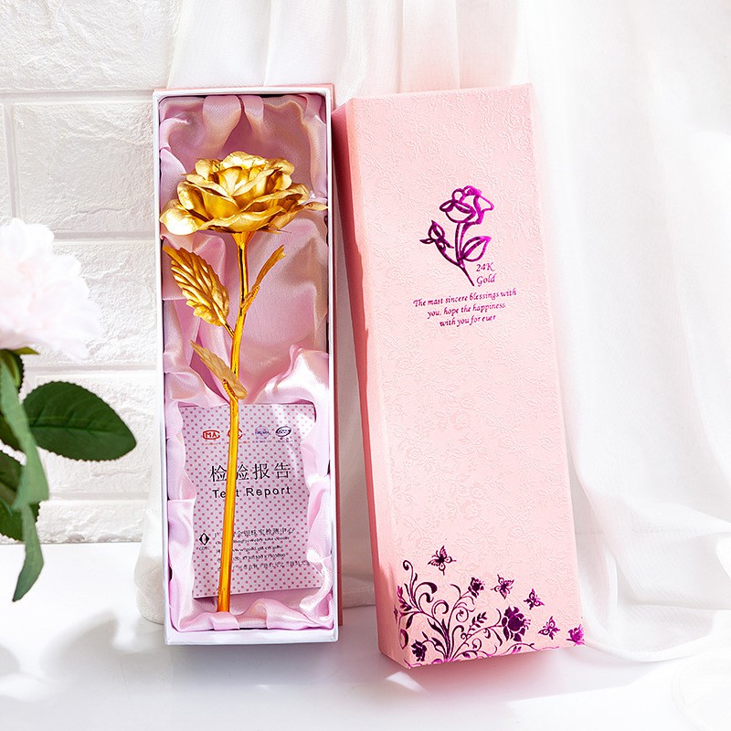 

Valentine's Day Gift 24K Foil Plated Gold Rose Creative Lasts Forever Love Wedding Decoration Lover Lighting Rose Gift For Women, Blue