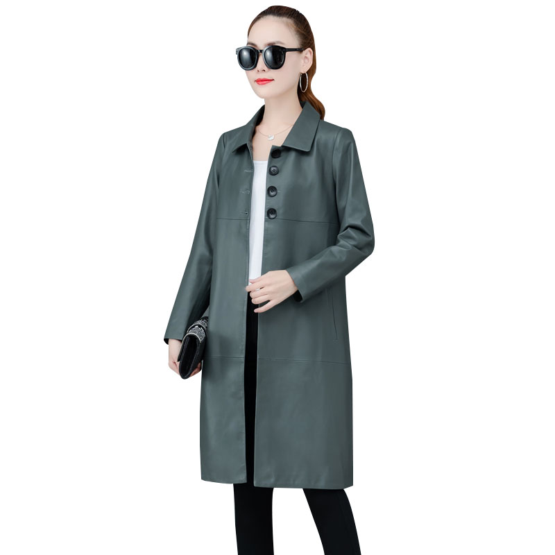

Leather jacket female spring autumn new Korean loose motorcycle clothing net red medium long pu leather jackets overcoat tide, Black