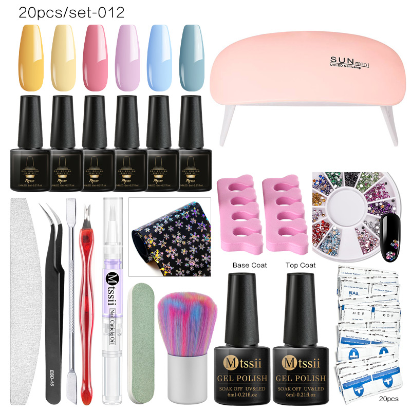 

Mtssii Nail Set 12W UV Lamp Nail Dryer 6Pcs Gel Polish Kit For Starter Soak Off UV Gel Varnish Dryer Machine Tools