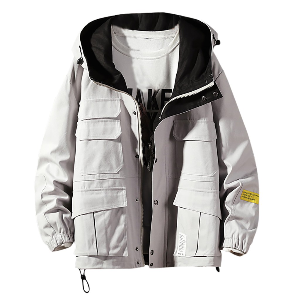

jaqueta New Style For Men In Autumn And Winter streetwear Large-Size Pure-Color Cap Coat chaqueta hombre casaco masculino, Black