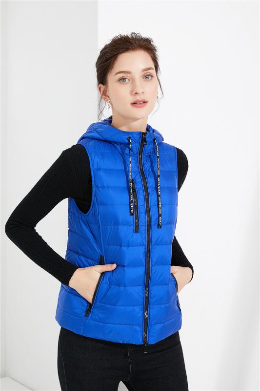 

Women Sleeveless Jacket Autumn Winter Ultra Light White Duck Down Vest Female Outwear Warm Waistcoat Slim Hooded Vest Coat, As picture