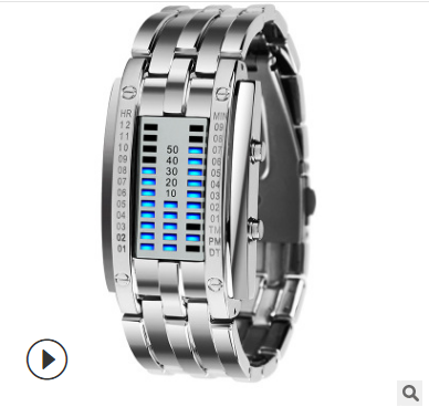 

Hot Sell Sport Watch New SKMEI Creative LED Display for Men Women Stainless Steel Strap Watches 5Bar Waterproof 50mm Digital Watch2.0 times, Black big size