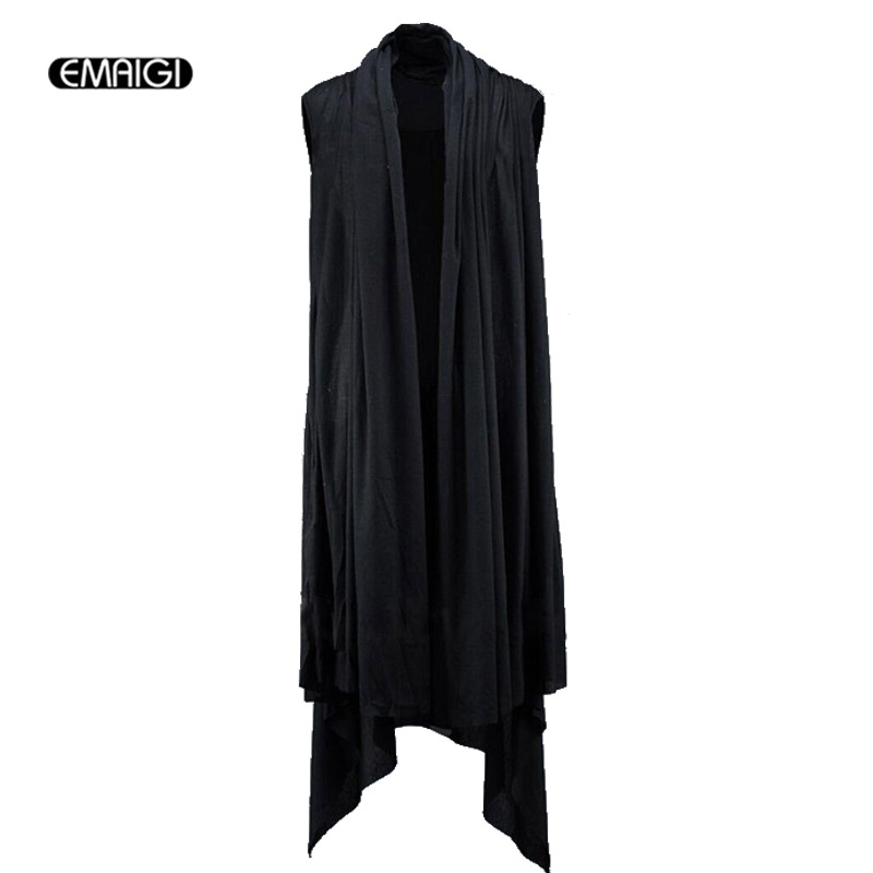 

Men's Vest Sleeveless Coat Punk Hooded Vest Loose Cardigan Male Black Hip Hop Punk Jacket,Q74