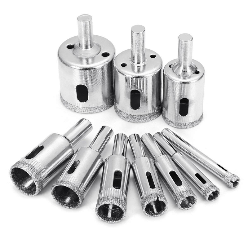 

Diamond Drill Bits,10Pcs 6-32mm Hole Saw Diamond Drill Bit Hollow Core Bit Set for Coating, Carbon Steel for Glass