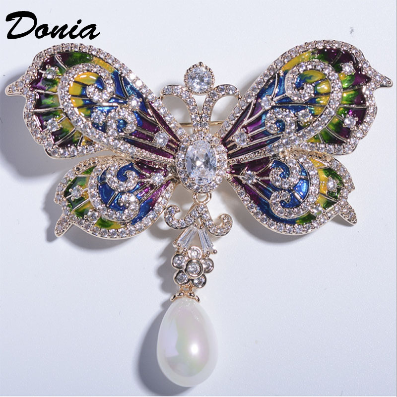 

Donia jewelry Fashion new butterfly brooch insect pin copper micro-inlaid zircon Enamel brooch coat accessories