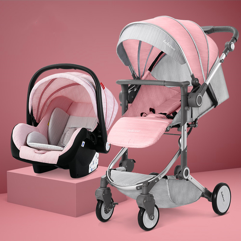 

Baby stroller high landscape folding pram two-way implementation umbrella carts can be on plane 3 in 1 with car seat