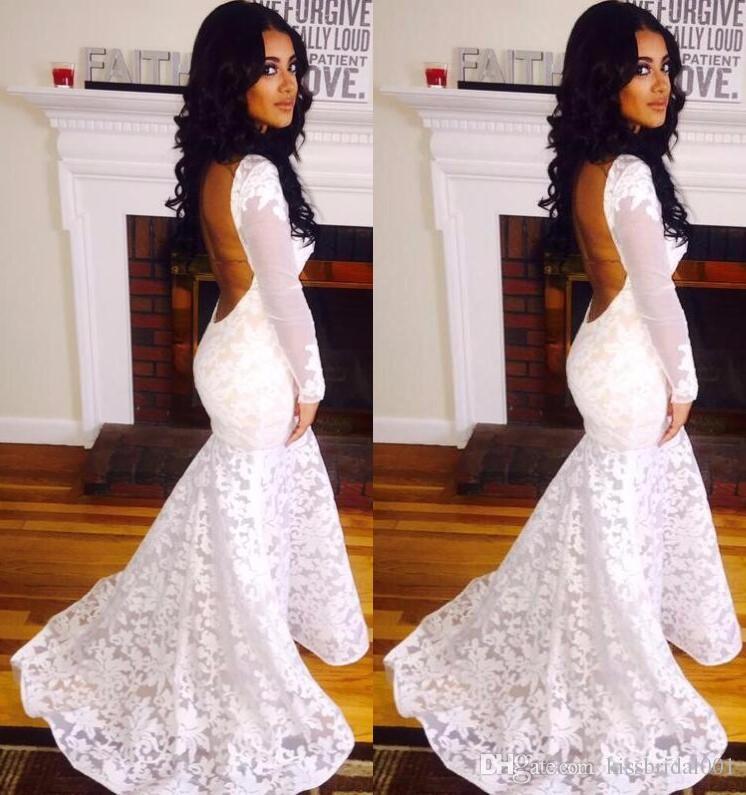 white lace prom dress mermaid