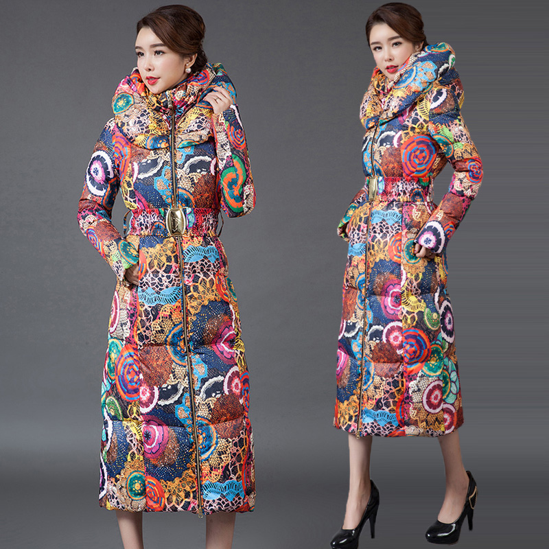 

Hooded Printed Thicker Winter Down Cotton Jacket Women Long Coat 2019 New Big Size Padded Coats Fashion Casual Female Parka Warm, Black
