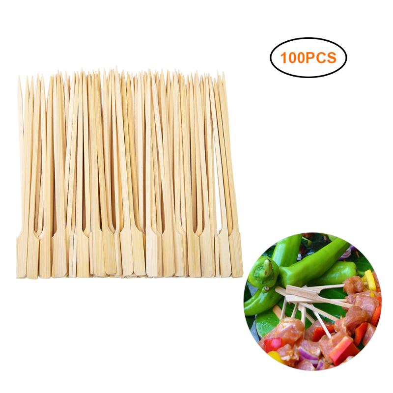 

100PCS Disposable Wood Sticks Barbecue Tools Natural BBQ Bamboo Skewers For Shish Kabob Grill Fruit