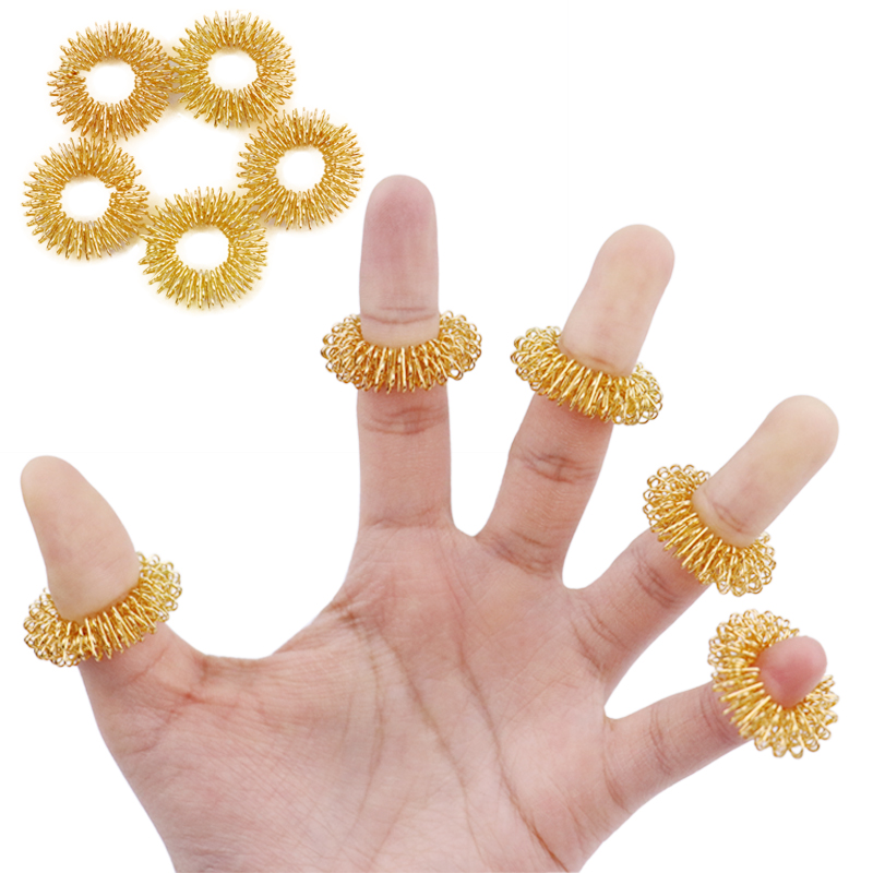 

Golden Finger Massage Ring Relief Stress Acupuncture Ring Relax Body Massager Tens Acupressure Health Care Tool Pain Relief