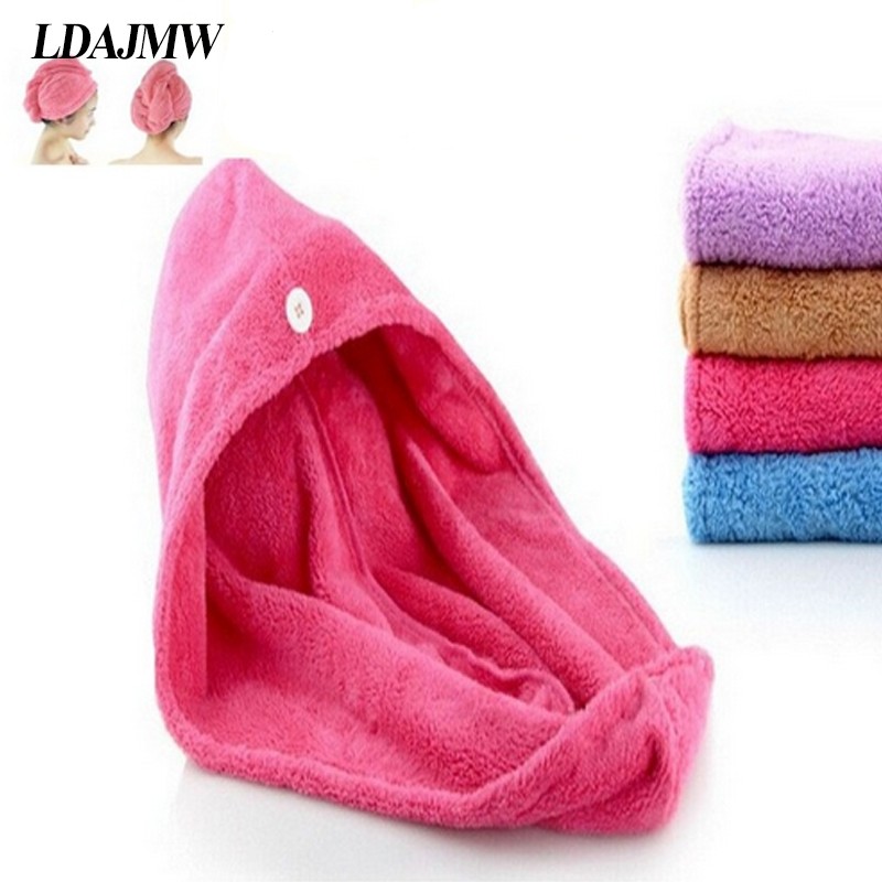 

LDAJMW High quality Womens Girls Lady's Magic Quick Dry Bath Hair Drying Towel Head Wrap Hat Makeup Cosmetics Cap Bathing Tool, Pink