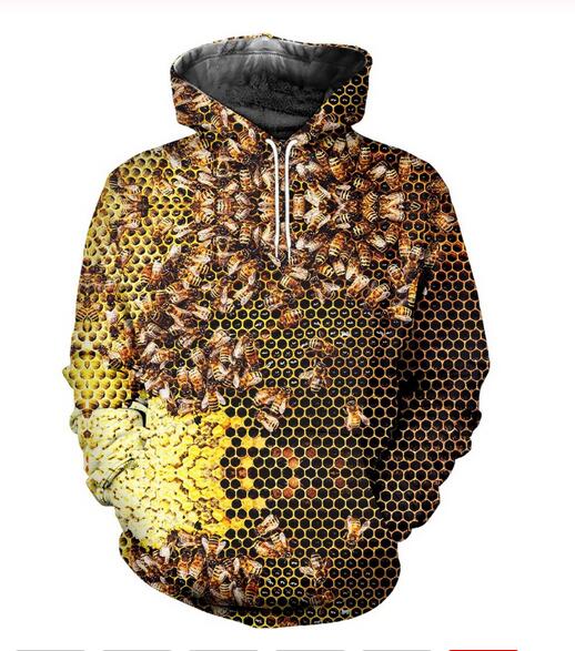 Nouvelle vente chaude insectes abeille Sweats à capuche Hommes pulls avec capuche Imprimé Homme Hoody Impression 3D Sweat à capuche RR0277