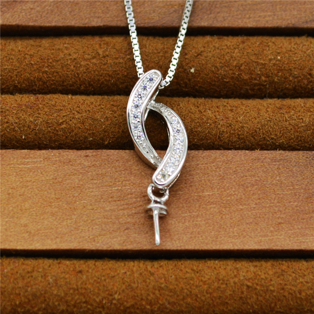 S925 sterling silver pendant mountings accessories pearl settings for jewelry diy handmade mounts-image-432314074