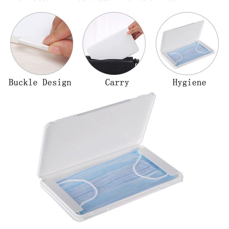 

Dustproof Mask Case Portable Disposable Face Masks Container Safe Pollution-Free Disposable Mask Storage Box Storage Organizer LX2746, White