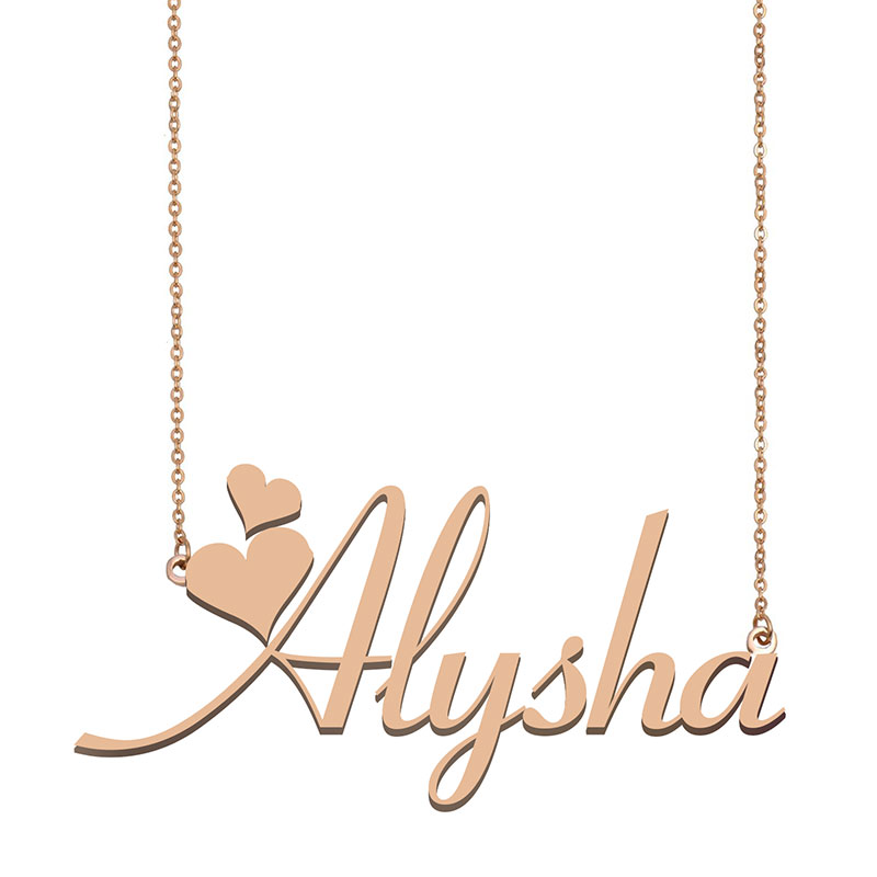 

Alysha Name Necklace Pendant for Women Girlfriend Gifts Custom Nameplate Children Best Friends Jewelry 18k Gold Plated Stainless Steel, Silver
