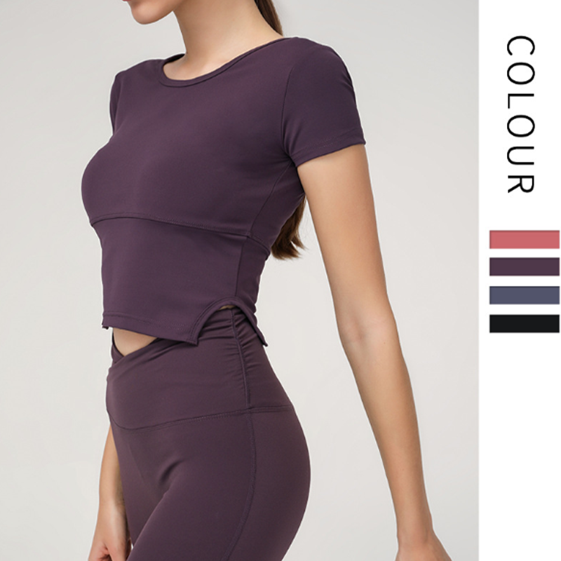 

Yoga Top Seamless Yoga Shirt Short Sleeve Crop Top Women Sport Shirt Gym Women Gym T-shirt, Black