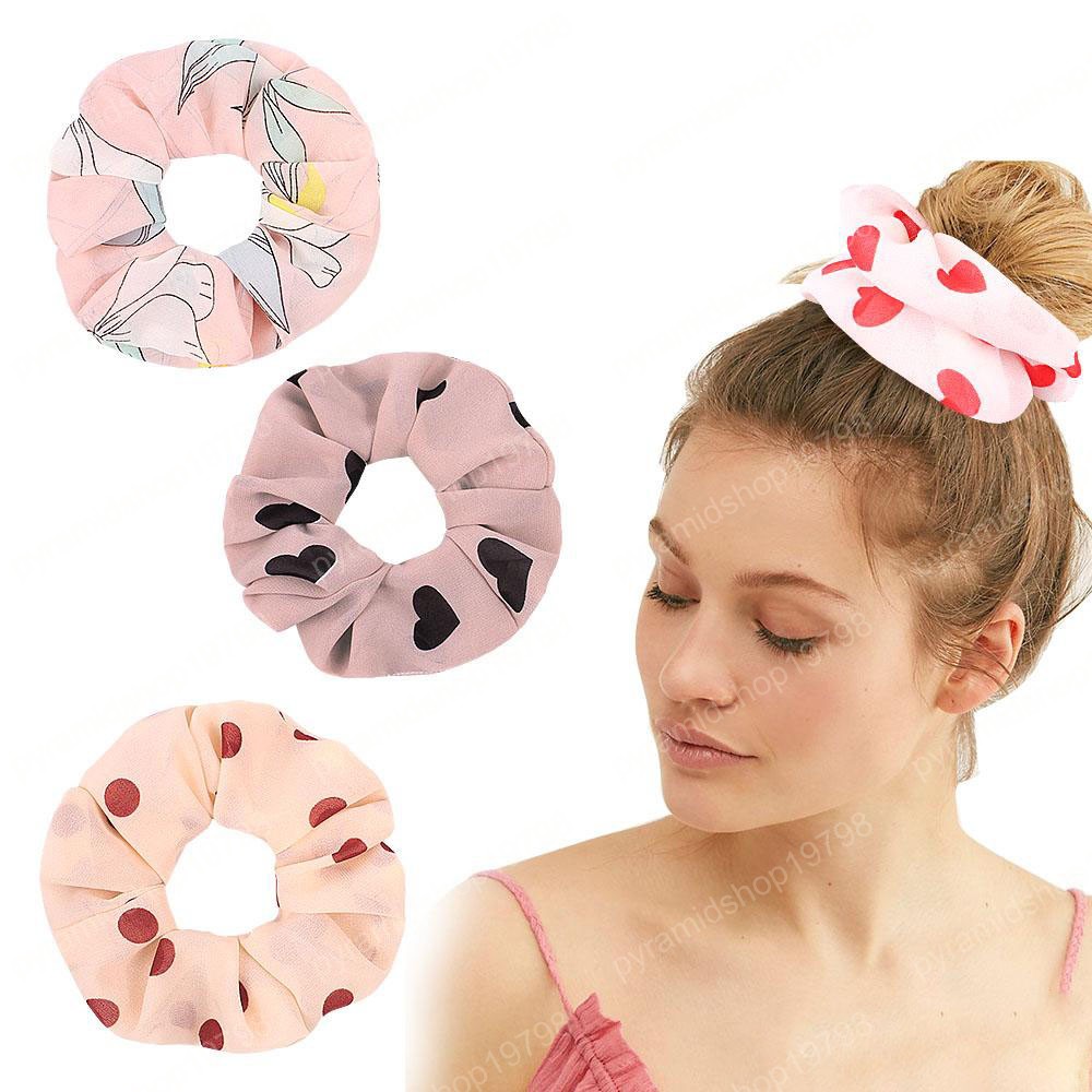 

Lady girl Hair Scrunchy Ring Elastic Hair Bands Love heart Leopard plaid Large intestine Sports Dance Scrunchie Hairband, Slivery;white