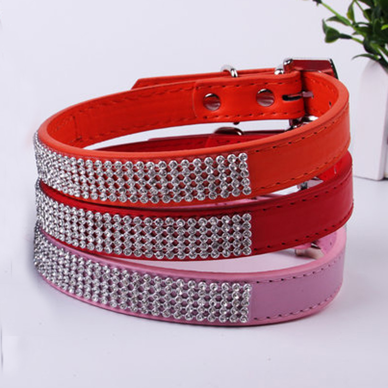 

Wholesale 6 Colors 4 Size Adjustable Suede Leather Dog Collars Cute Pet Rhinestone Lightweight Portable Delicate Dog Collars DH0286 T03