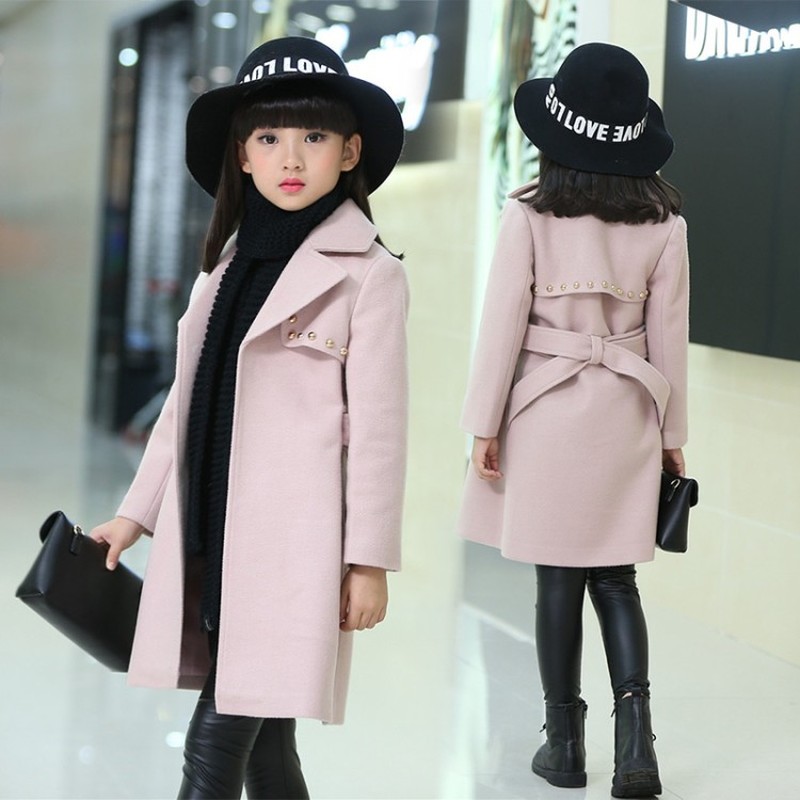 

Winter Jackets for Girls Outwear Kids Wool Coat Thick Girl Snowsuit Baby Jackets Girls Blends Toddler Fur Coats Children Clothes, Pink