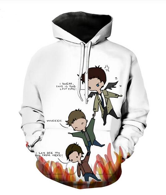 Nouvelles femmes / hommes Supernatural Cas Dean et Sam Sweatshirt imprimé 3D Casual Sweatshirt UniSex Sports Vêtons de sport Livraison gratuite F