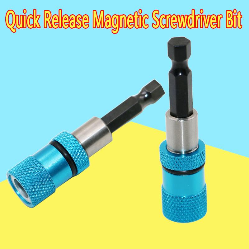 Blue 1/4 Hex Shank Electric Drill Magnetic Screwdriver Bit Holder 60mm Stainless Steel magnetism limit adjustable extension bar-image-529627066