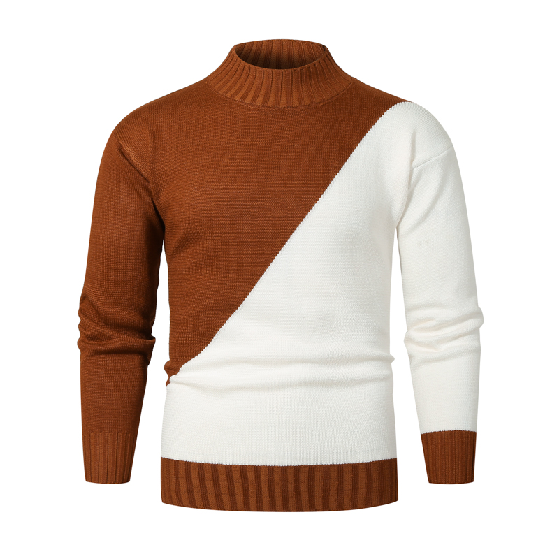 

Men's Sweaters Spring Winter Men Sweater Fashion Round Neck Color Matching Long Sleeve Wild Pullover Slim Patchwork Mens, Black