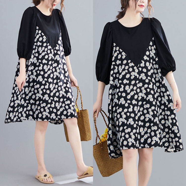 

2020 New Arrive Summer Maternity Dress Woman Cute Floral Print Large Size Dresses Pregnant Woman Chiffon Clothing MD-02401, Black