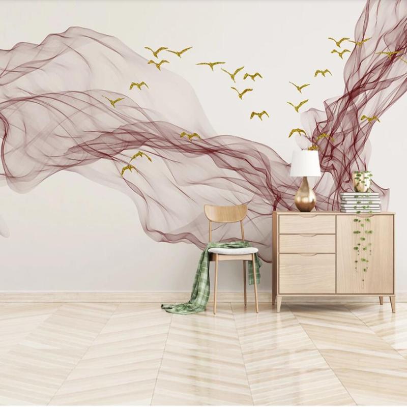 

Drop Shipping Custom Wallpaper Mural Abstract Ink Lines Landscape Decoration Painting TV Background Wall Decoration Wallpaper, As pic