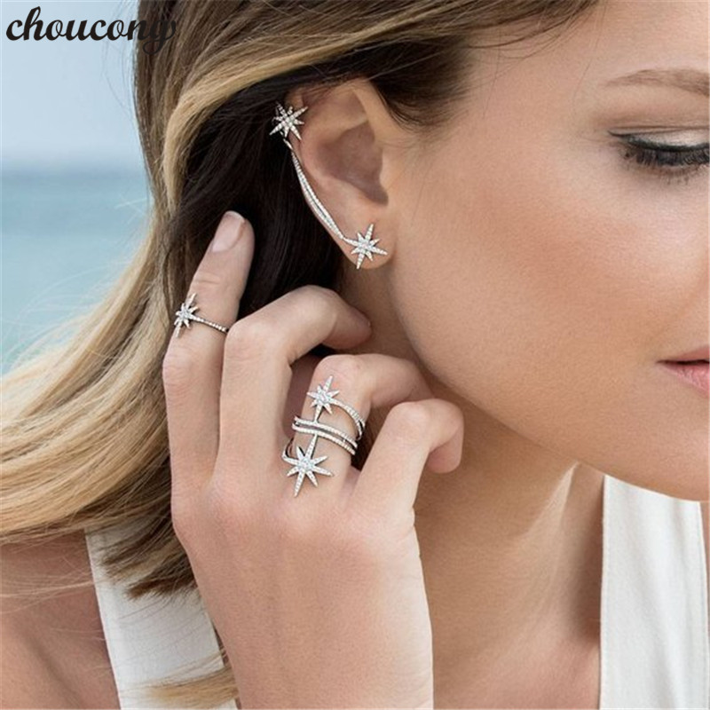 

choucong Star Promise Ring White Gold Filled Micro pave Diamond cz Party Wedding Band Jewelry For Women european Jewelry Gift