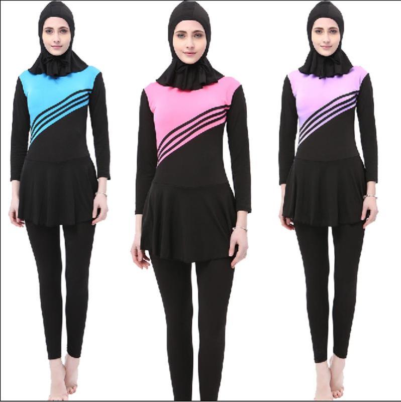 Da Donna Islamica Musulmana copertura completa Costume modesto Costumi Da Bagno Nuoto Burkini Fiore