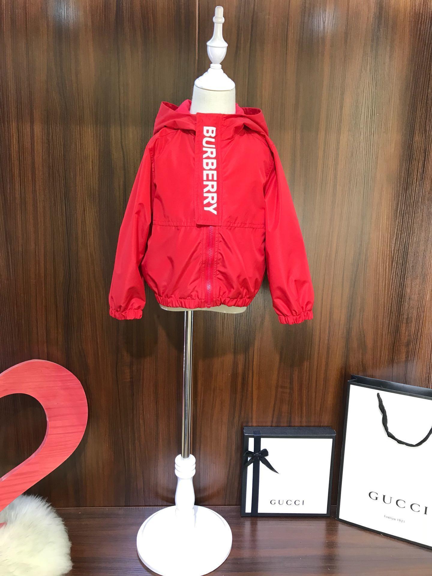 2019 Kids Coat Clothes Girls Red Hooded Letter Zip Jacket Kids Clothes Girls Red Hooded Letter