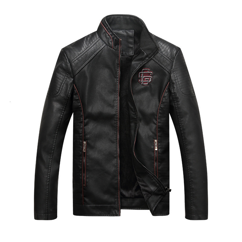 

2019 Restore Fashion People Biker PU Learn Jas Motorcycle Men Casual Jas Fat Slim Fit Men's Stand Hard, Black