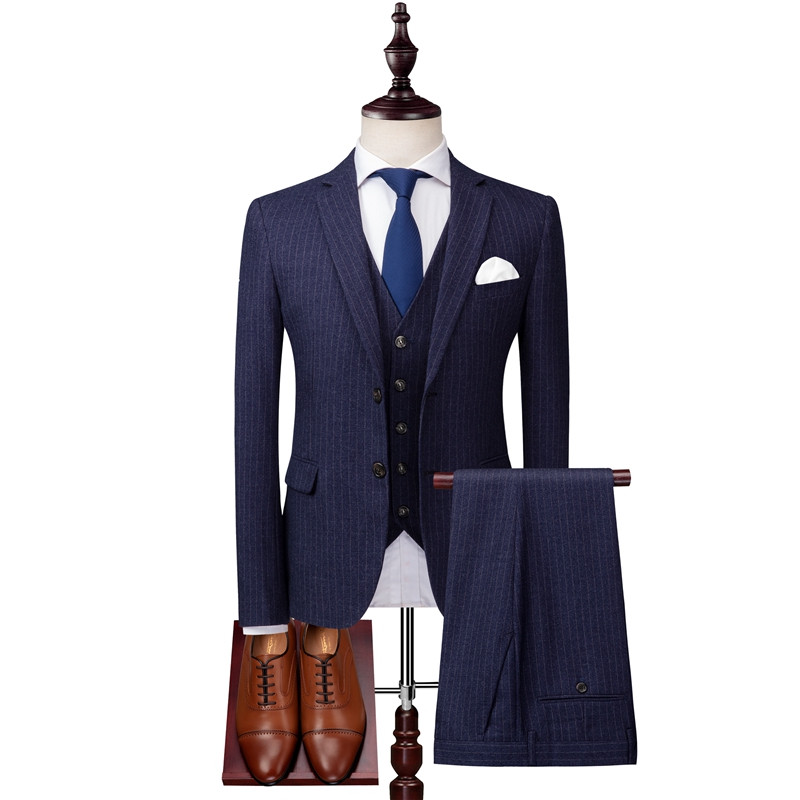 

Men' suits men business casual suit three-piece suit spring autumn gentleman slim formal suit set wedding groom groomsman dress, Khaki