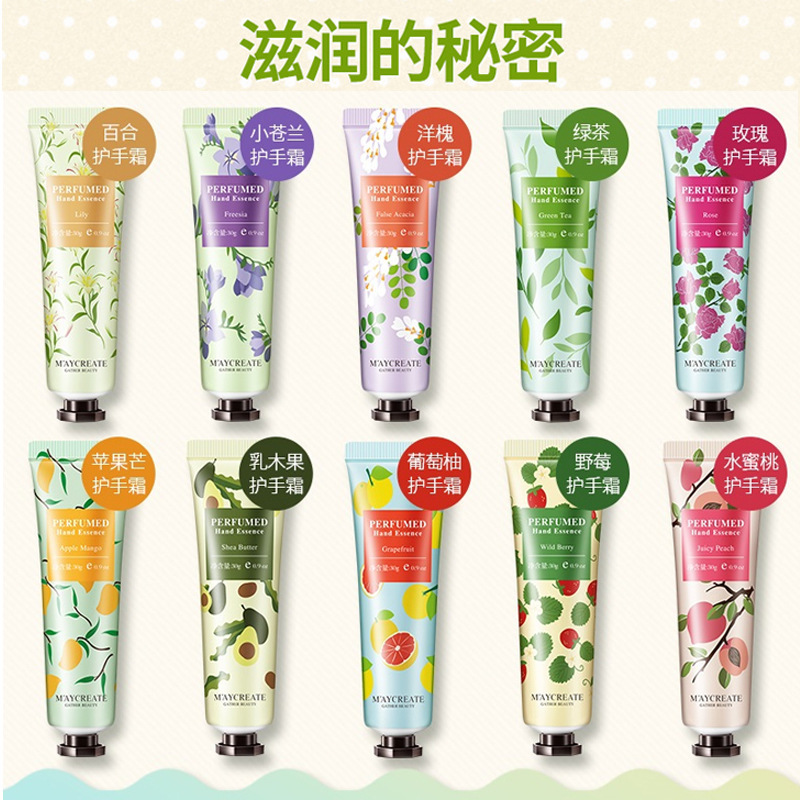 

2019 New Style Fruit Fragrance 30g Hand Cream Cosmetics Water Moisturizing Makeup