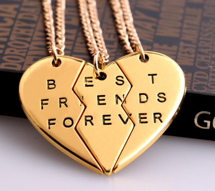 

LQL Heart Pendant Necklaces Best Friend Forever 3 Parts Heart Necklace for Women Pendant Statement Jewelry K3602