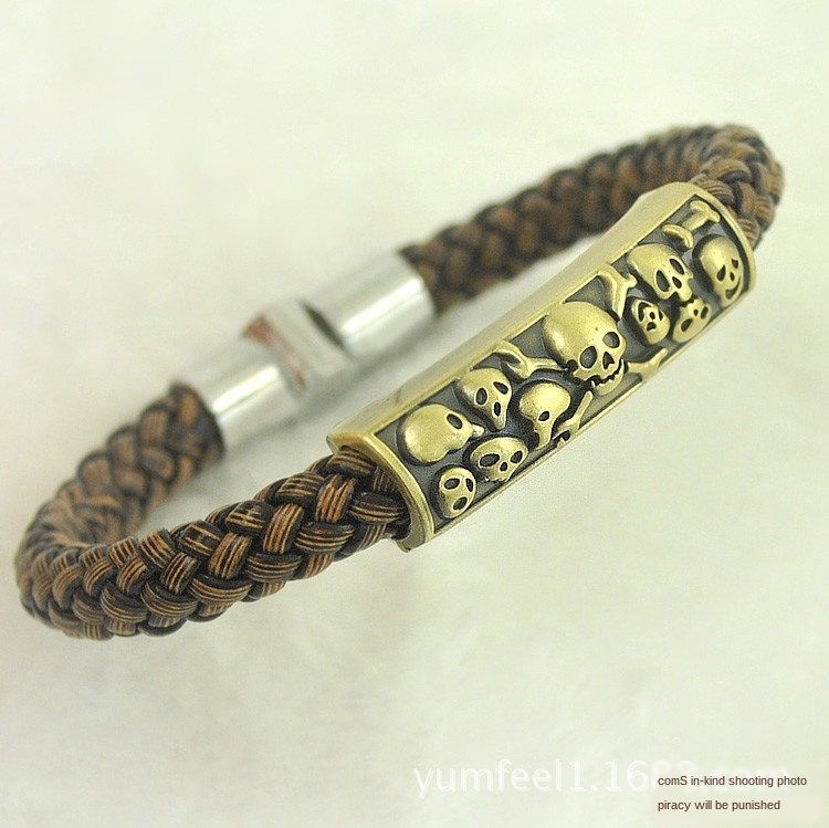 

Trendsetter PU woven rope bracelet personalized skull bracelet male accessories