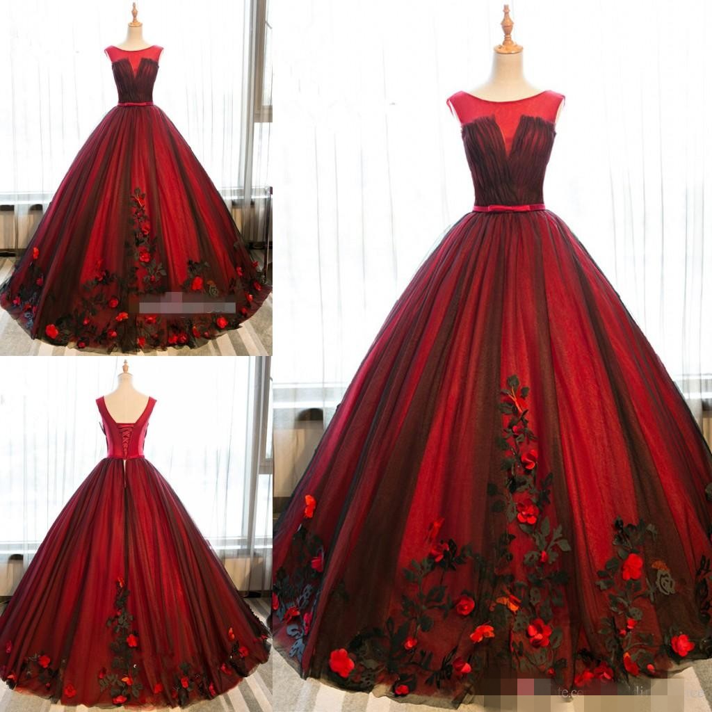 

2020 3D Floral Applique Burgundy Quinceanera Dresses Sheer Neck Black Lace Custom Made Sweet 16 Princess Pageant Party Ball Gown, Blue