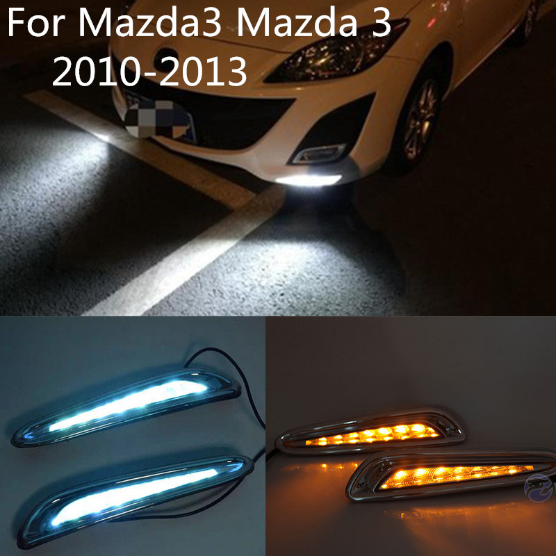 

1 set For 3 3 2010 2011 2012 2013 LED DRL Daytime Running Lights fog Lamp cover with turn signal car styling, As pic