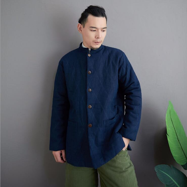 

Yunnan Ethnic minority Winter new line pressing short men's retro casual jacket stand collar with loose cotton padded tang jacket quality