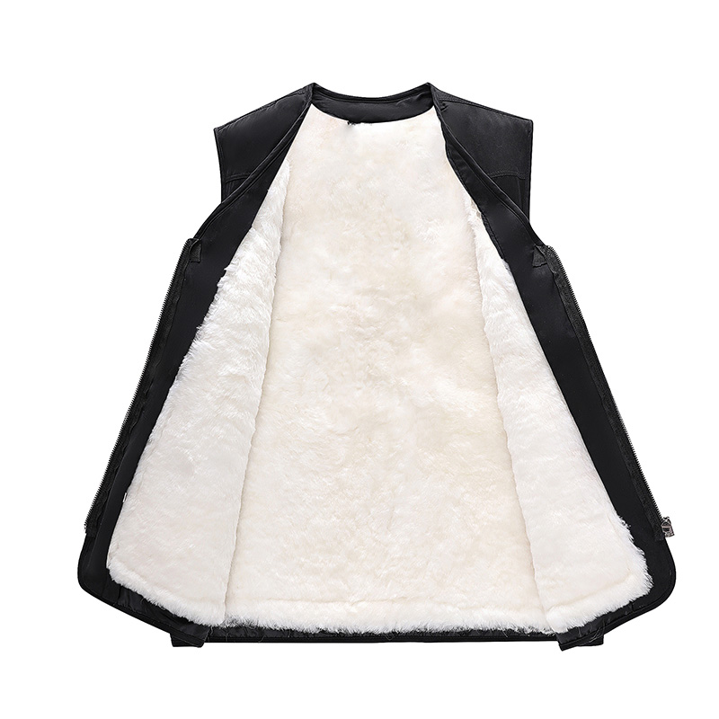 

5XL Plus Large Winter Pure Wool Waistcoat Men Outdoor Camping Hiking Warm Clothes Male Fishing Hunting Multi-pocket Woollen Vest, Green