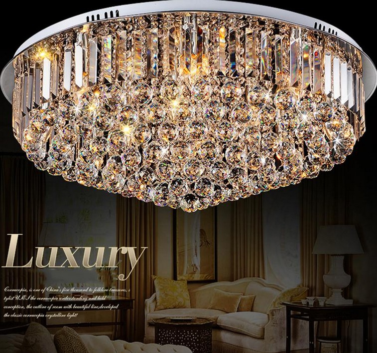 

Led Crystal Ceiling Light Round E14 Chandelier Fitting Lamp K9 Crystal Silver Chrome Ceiling Pendant Light for Living room LLFA