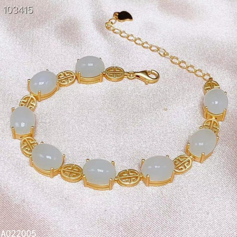 

Other Bracelets KJJEAXCMY Fine Jewelry 925 Sterling Silver Inlaid White Jade Women Hand Bracelet Support Detection