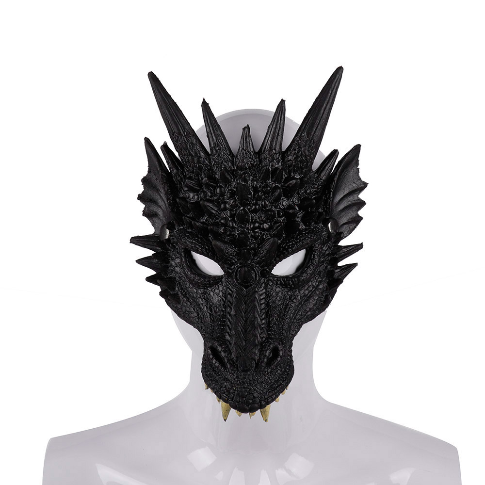 

New Year Decoration Carnival Party Animal Costume Dragon Cosplay Masquerade Face Mask, Black