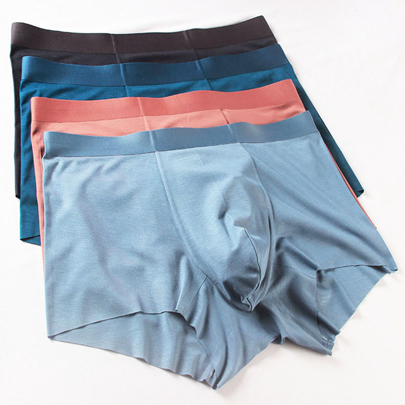 

New Fashion Men Underwear Luxury Modal Breathable Comfortable Men's Underpants Boxers Shorts Sexy Bikini Male Panties, Light blue