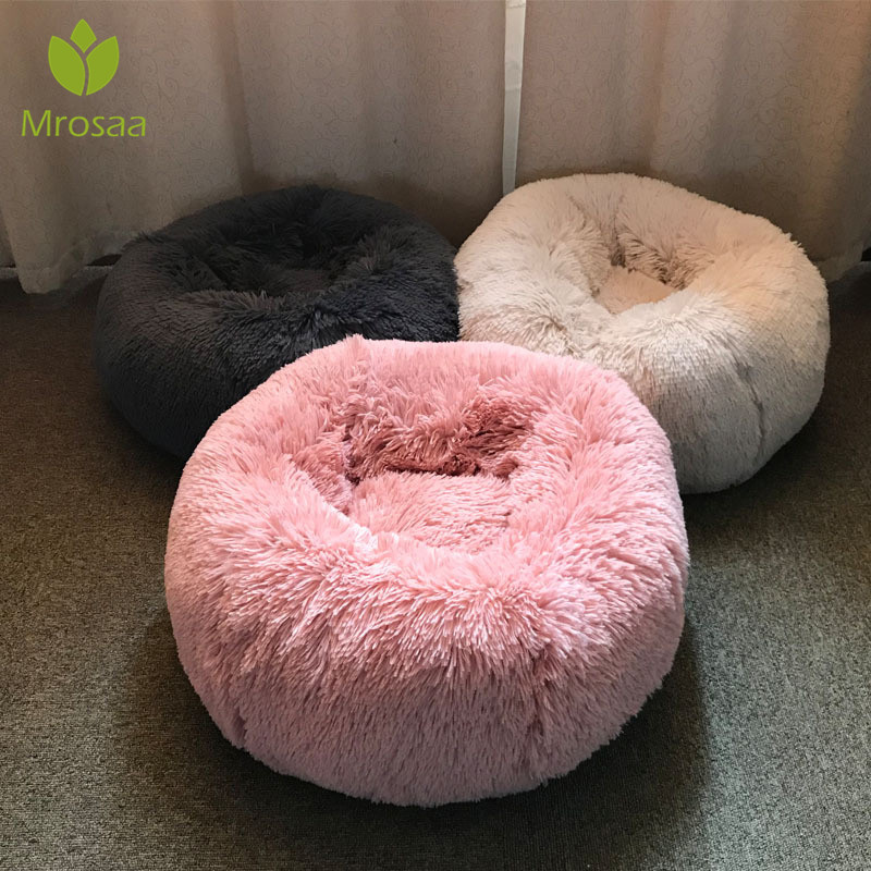 

Long Plush Super Soft Pet Round Bed Kennel Dog Cat Comfortable Sleeping Cusion Winter House for Cat Warm Dog beds Pet Products
