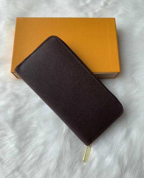 

Mens Zipper Wallet Vertical Long Style Wallet Women Purses Clutch Wallets Leather Purse Card Holder With Box, White grid